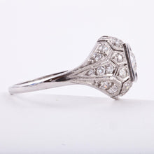Load image into Gallery viewer, Estate Platinum Enamel &amp; Old European-Cut Diamond Ring
