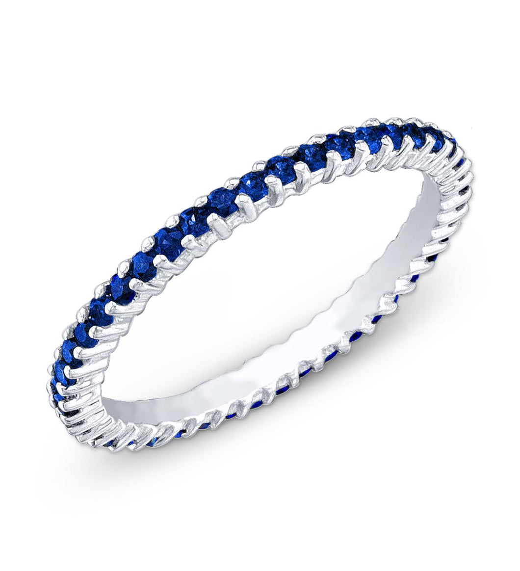 18K White Gold Shared Prong Sapphire Eternity Band