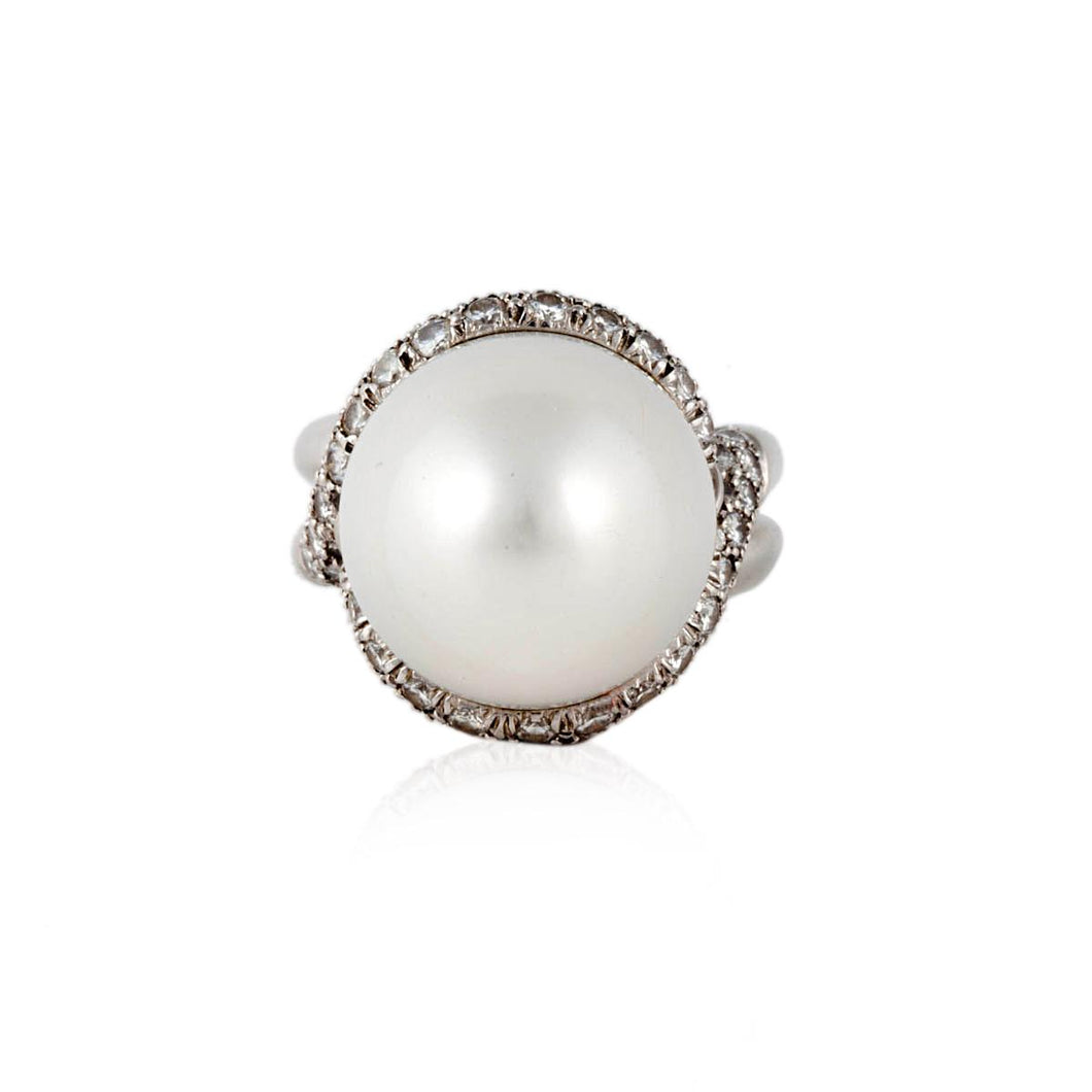 Estate Henry Dunay Platinum Cultured Baroque Pearl Ring