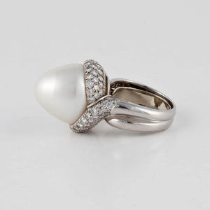 Estate Henry Dunay Platinum Cultured Baroque Pearl Ring