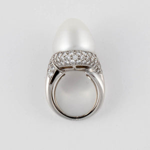 Estate Henry Dunay Platinum Cultured Baroque Pearl Ring