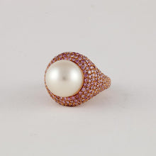 Load image into Gallery viewer, 18K Rose Gold Cultured South Sea Pearl and Pink Diamond Ring
