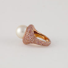 Load image into Gallery viewer, 18K Rose Gold Cultured South Sea Pearl and Pink Diamond Ring
