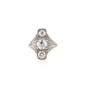 Art Deco Platinum Diamond Navette Ring