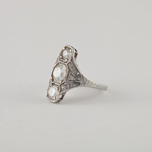 Art Deco Platinum Diamond Navette Ring
