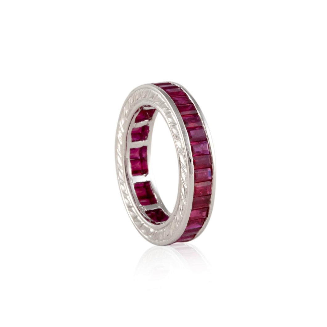 18K White Gold Channel-Set Ruby Eternity Band