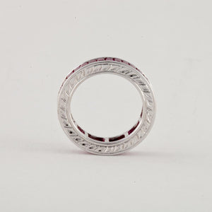 18K White Gold Channel-Set Ruby Eternity Band