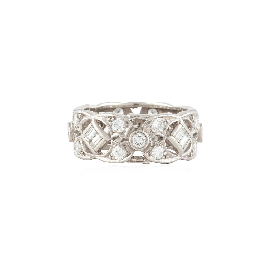 Platinum Openwork Diamond Eternity Band