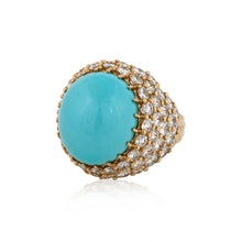 Load image into Gallery viewer, 18K Gold Turquoise and Diamond Ring
