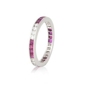 Platinum Ruby and Diamond Eternity Band
