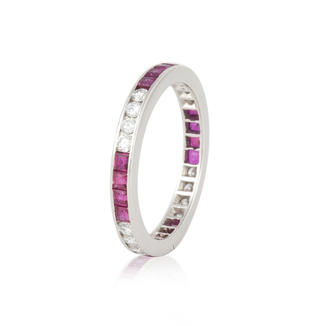 Platinum Ruby and Diamond Eternity Band