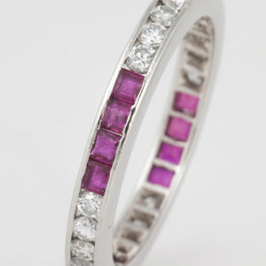 Platinum Ruby and Diamond Eternity Band
