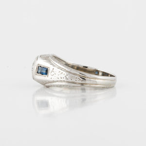 18K White Gold Diamond and Sapphire Ring