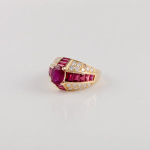 Estate Oscar Heyman 18K Gold Ruby and Diamond Ring