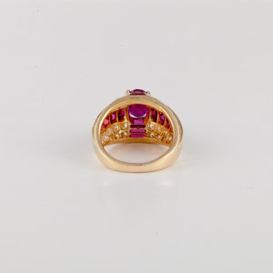 Estate Oscar Heyman 18K Gold Ruby and Diamond Ring