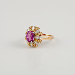 Estate Oscar Heyman 18K Gold Pink Sapphire And Diamond Ring