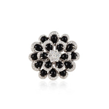 Load image into Gallery viewer, 18K White Gold Onyx and Diamond Flower Ring
