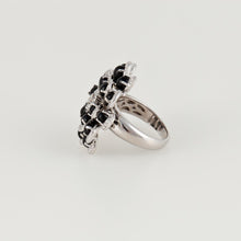 Load image into Gallery viewer, 18K White Gold Onyx and Diamond Flower Ring
