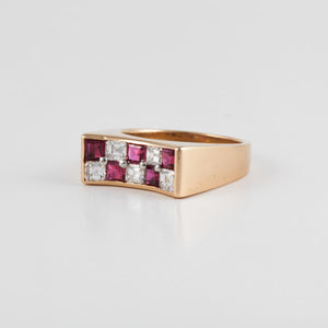 Estate Oscar Heyman 18K Gold Ruby and Diamond Ring