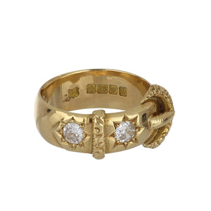 Victorian 18K Gold Diamond Buckle Ring