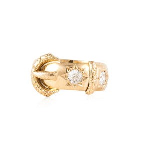 Victorian 18K Gold Diamond Buckle Ring