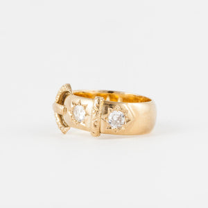 Victorian 18K Gold Diamond Buckle Ring