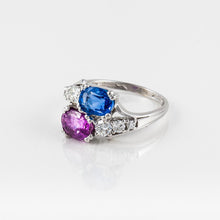 Load image into Gallery viewer, Vintage 18K White Gold Sapphire And Diamond Ring
