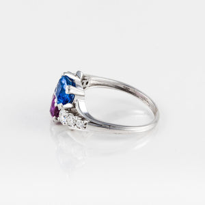 Vintage 18K White Gold Sapphire And Diamond Ring