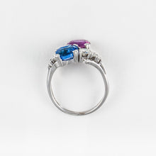 Load image into Gallery viewer, Vintage 18K White Gold Sapphire And Diamond Ring
