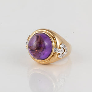 18K Gold Amethyst and Diamond Ring