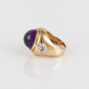 18K Gold Amethyst and Diamond Ring