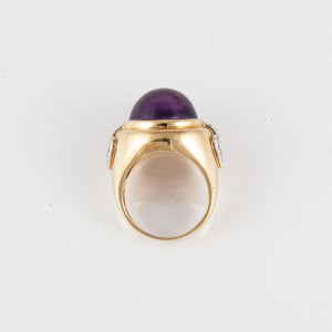 18K Gold Amethyst and Diamond Ring