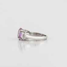 Load image into Gallery viewer, Platinum Three Stone Pink Sapphire And Diamond Ring
