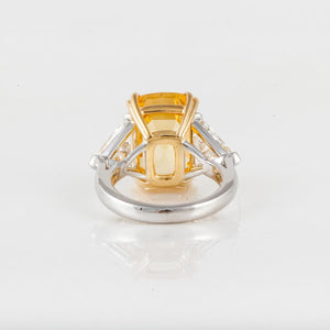 Platinum and 18K Gold Natural Yellow Sapphire Ring