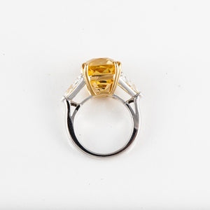 Platinum and 18K Gold Natural Yellow Sapphire Ring