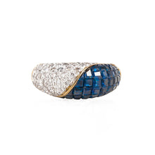 Load image into Gallery viewer, 18K Gold Invisible Set Sapphire and Pavé Diamond Ring
