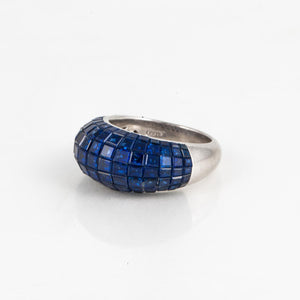 Platinum Invisible-Set Sapphire Domed Band