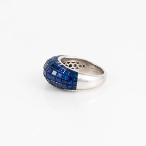 Platinum Invisible-Set Sapphire Domed Band
