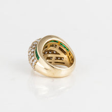 Load image into Gallery viewer, Estate Tiffany &amp; Co. 18K Gold Diamond and Emerald Ring
