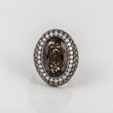 Load image into Gallery viewer, Estate 18K White Gold Smokey Quartz  and Diamond Ring
