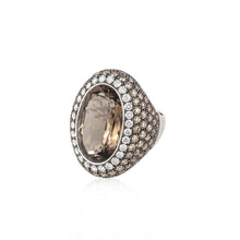 Load image into Gallery viewer, Estate 18K White Gold Smokey Quartz  and Diamond Ring
