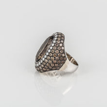 Load image into Gallery viewer, Estate 18K White Gold Smokey Quartz  and Diamond Ring
