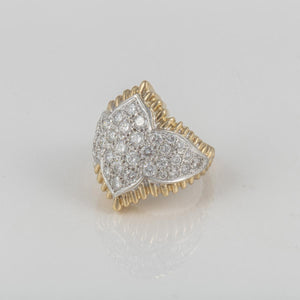 18K Gold and Platinum Pavé Diamond Ring