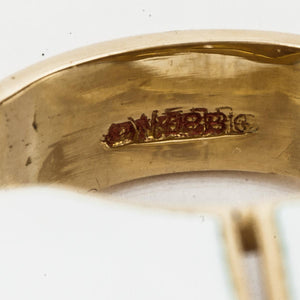 Estate David Webb 18K Gold White Enamel Ring