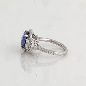 Platinum Color Change Sapphire and Diamond Ring