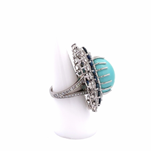 Load image into Gallery viewer, Mid-Century Turquoise, Sapphire, and Diamond Ring
