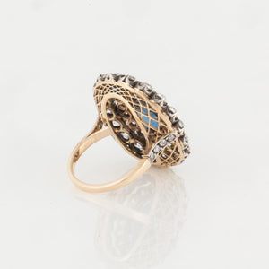 Victorian 18K Gold and Sterling Silver Sapphire and Diamond Ring