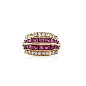Estate Oscar Heyman 18K Gold Ruby and Diamond Ring