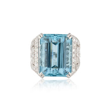 Load image into Gallery viewer, Platinum Aquamarine and Diamond Ring
