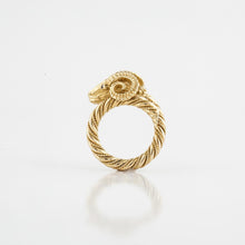 Load image into Gallery viewer, 18K Gold Ram&#39;s Head Ring with Rubies

